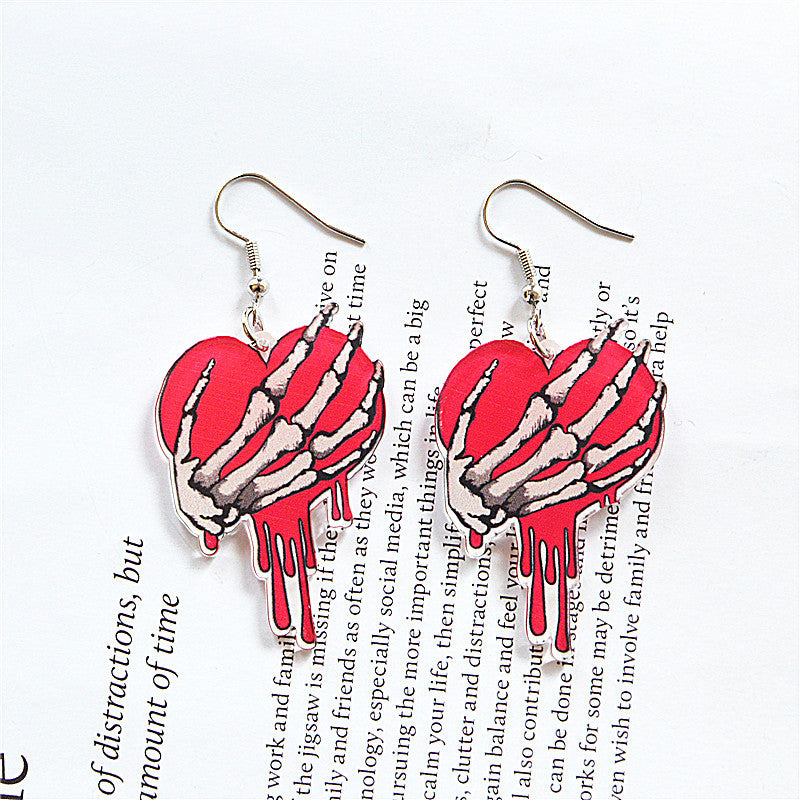 Wholesale Round Hollow Spray Painted Acrylic Earrings